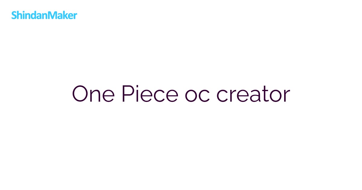 One Piece oc creator